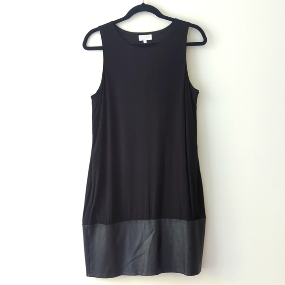 Mud Pie Dresses & Skirts - Mud‎ Pie Black Sleeveless Tank Dress Size Small Faux Leather Hem